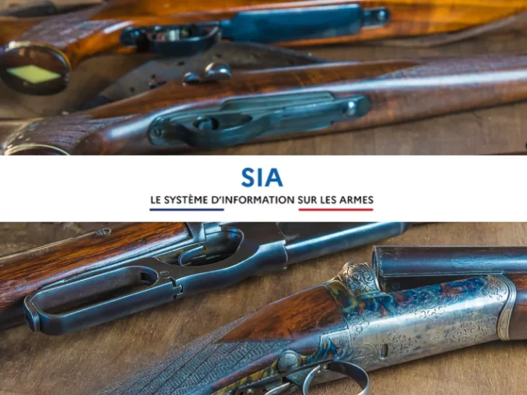 Banderole SIA avec arme en fond d'image